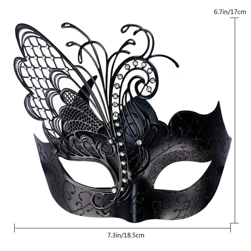 Coddsmz Mysterious Venetian Butterfly Lady Masquerade Halloween Party Mask (Black-2) - Image 3